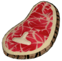 a steak plush dog toy